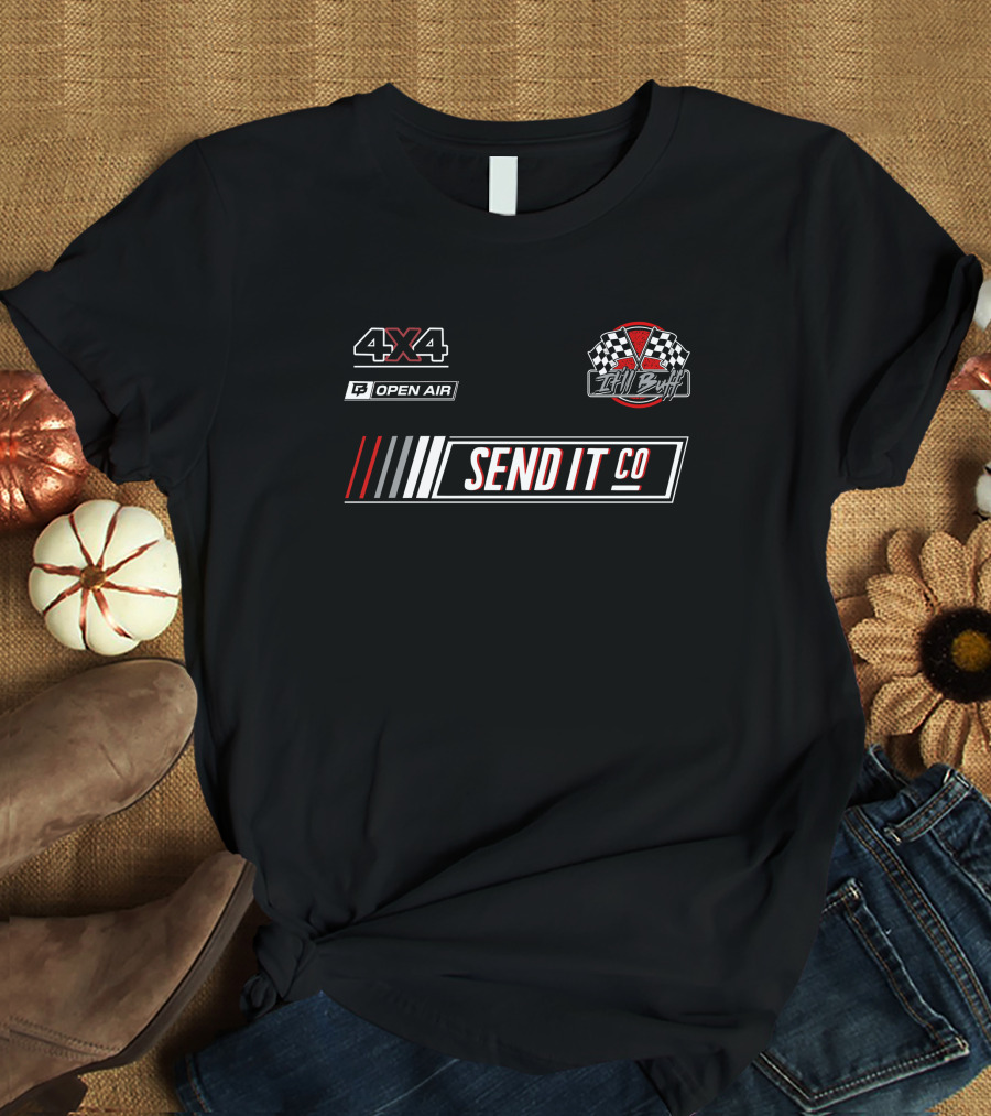 4X4 Open Air It'll Buff Send It Co Racing Checkered Flags T-Shirt
