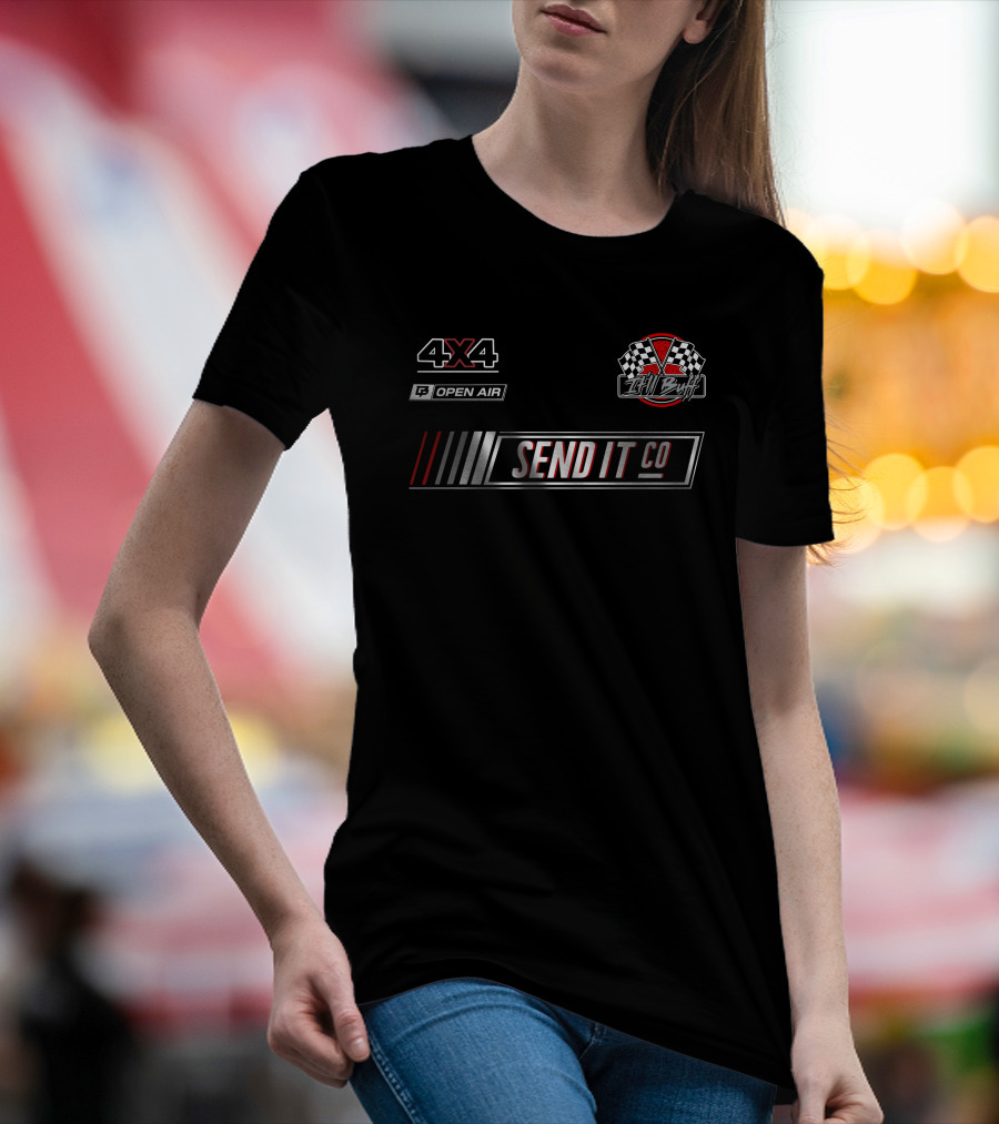 4X4 Open Air It'll Buff Send It Co Racing Checkered Flags T-Shirt
