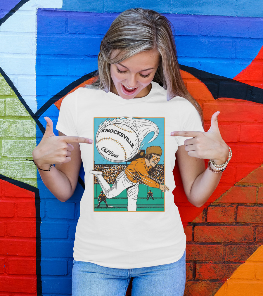 Knocksville Old Row Baseball Pitcher With Swirling Fastball And Spectator Crowd T-Shirt
