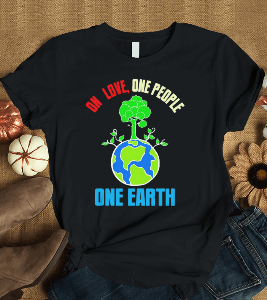 One Love One People One Earth Tree And Planet T-Shirt