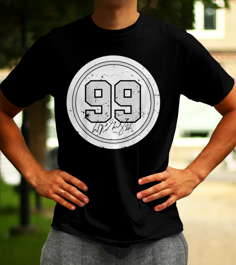Wayne Gretzky No. 99 Circle Signature Los Angeles T-Shirt