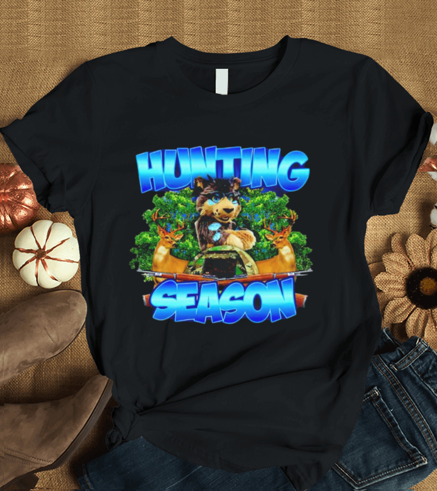 Hunting Season Wolf And Deer Forest Scene T-Shirt
