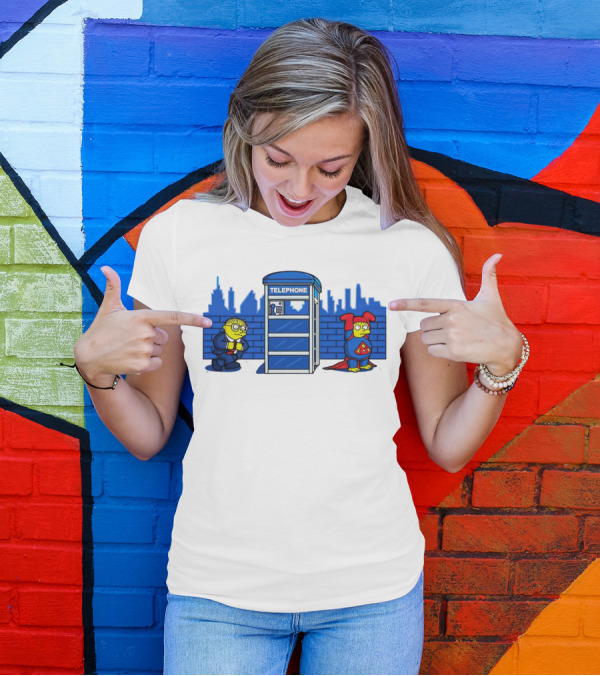 Simpson Telephone Booth Superhero Transform T-Shirt