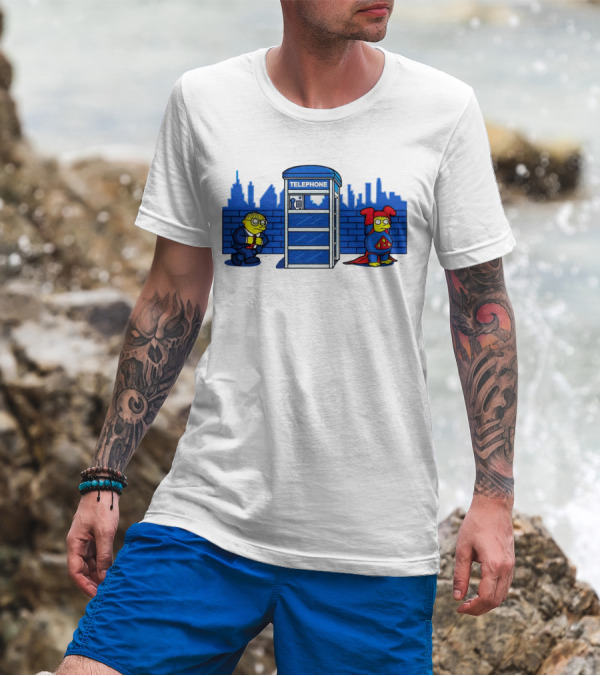 Simpson Telephone Booth Superhero Transform T-Shirt