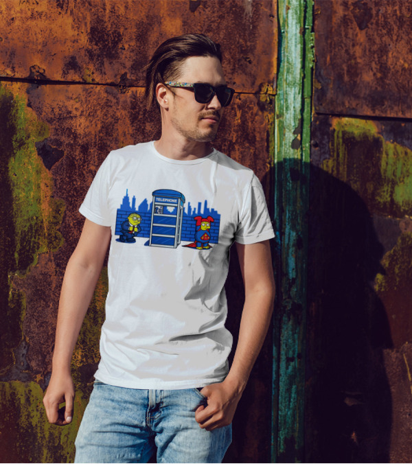 Simpson Telephone Booth Superhero Transform T-Shirt