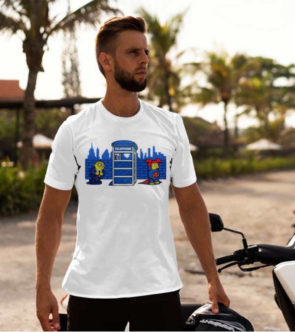 Simpson Telephone Booth Superhero Transform T-Shirt