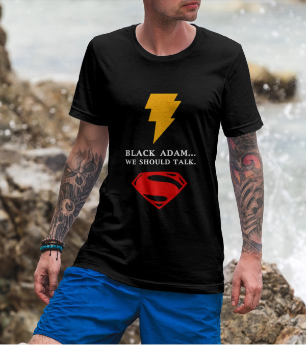 Black Adam We Should Talk Lightning Bolt Superman Emblem T-Shirt