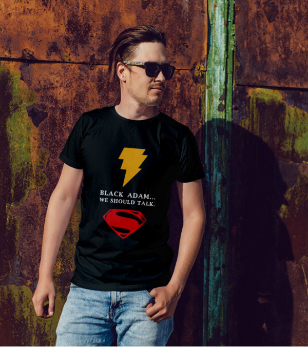 Black Adam We Should Talk Lightning Bolt Superman Emblem T-Shirt