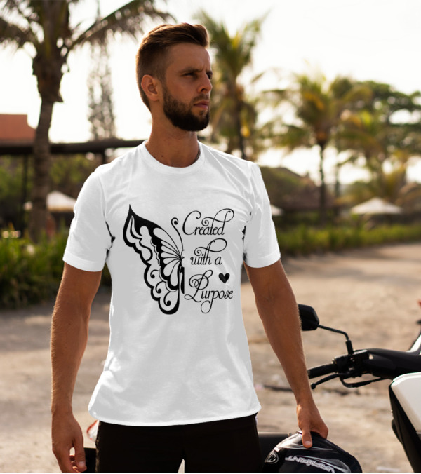 Created With A Purpose Butterfly Heart T-Shirt