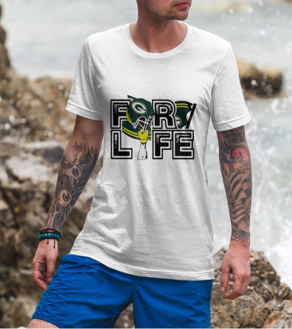 Green Bay Packers Helmet And Fist For Life T-Shirt
