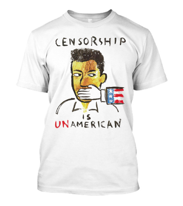 Censorship Is Unamerican Travis Scott American Flag Mouth Covered T-Shirt