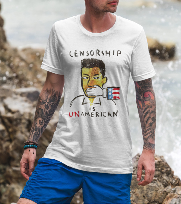 Censorship Is Unamerican Travis Scott American Flag Mouth Covered T-Shirt