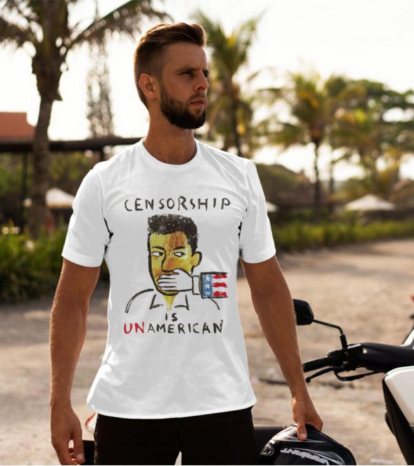 Censorship Is Unamerican Travis Scott American Flag Mouth Covered T-Shirt