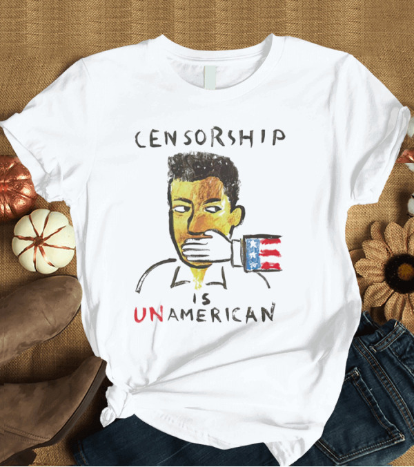 Censorship Is Unamerican Travis Scott American Flag Mouth Covered T-Shirt