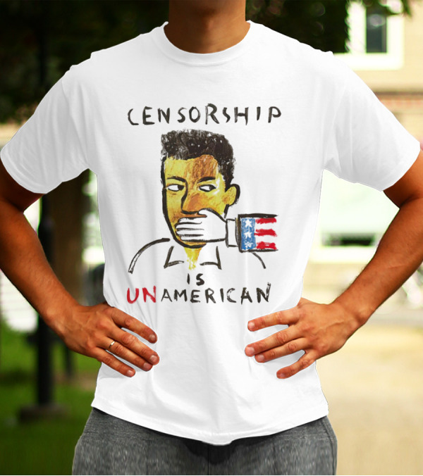 Censorship Is Unamerican Travis Scott American Flag Mouth Covered T-Shirt