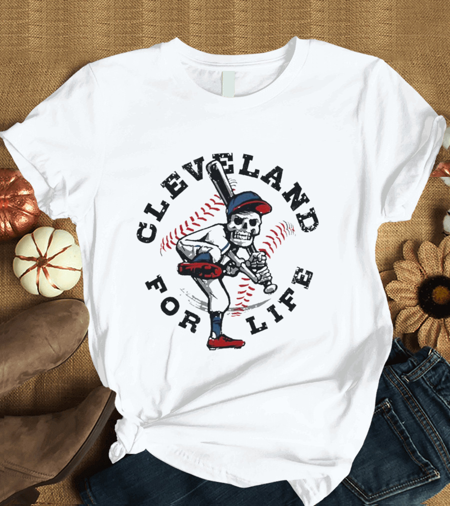 Cleveland Guardians Baseball Skeleton Batting Stance For Life T-Shirt