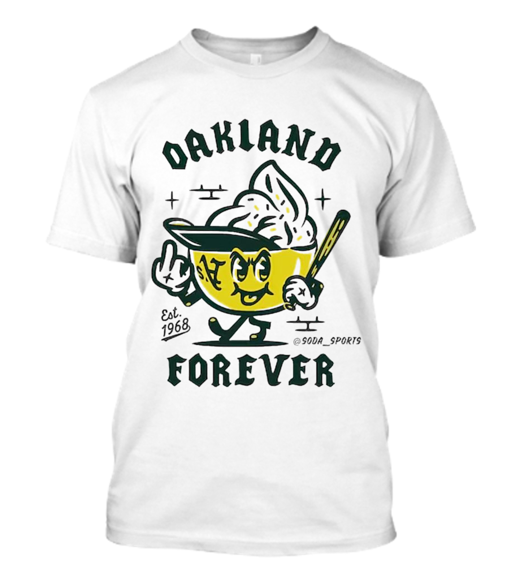 Oakland A's Forever Est. 1968 Retro Baseball Character T-Shirt
