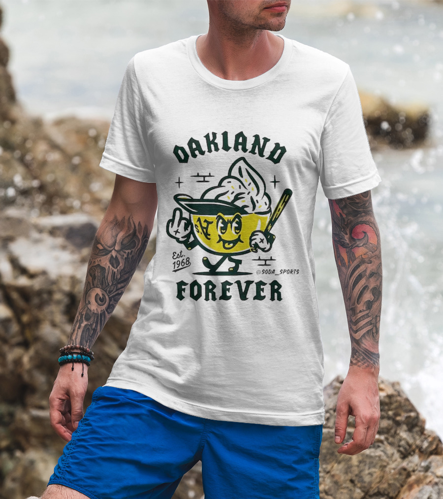 Oakland A's Forever Est. 1968 Retro Baseball Character T-Shirt