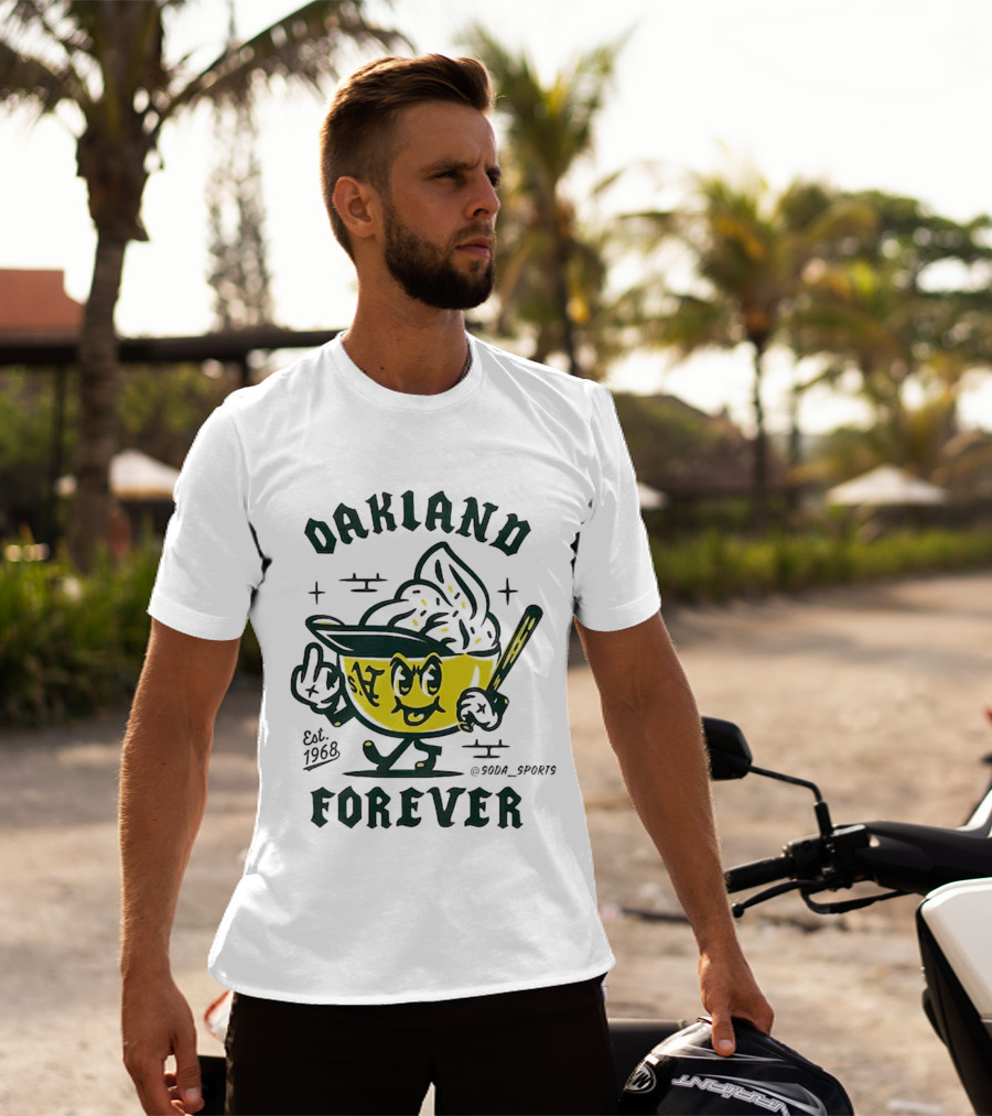 Oakland A's Forever Est. 1968 Retro Baseball Character T-Shirt