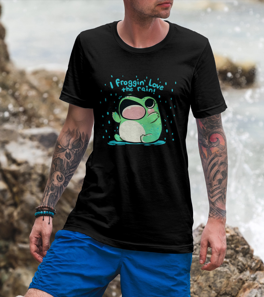 I Froggin' Love The Rain Cute Frog Rainy Day Fun T-Shirt