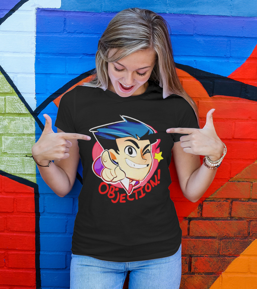 Phoenix Wright Ace Attorney Objection Winking Pose T-Shirt