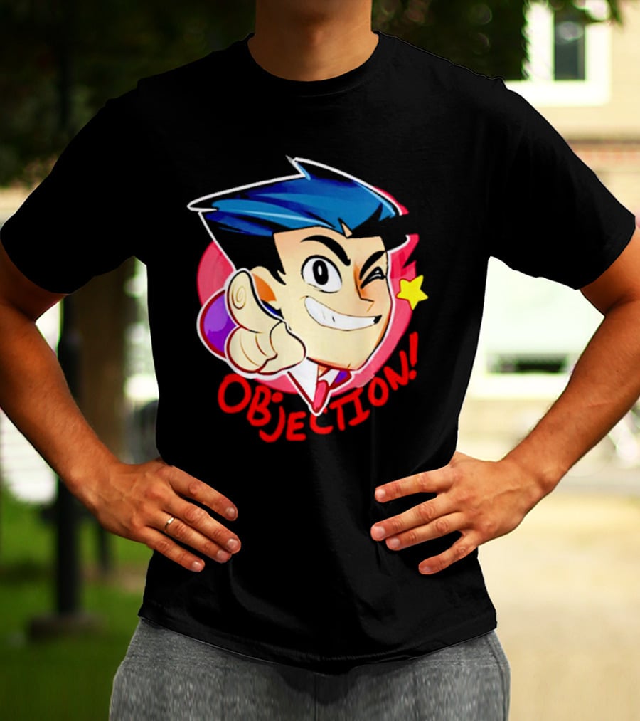 Phoenix Wright Ace Attorney Objection Winking Pose T-Shirt
