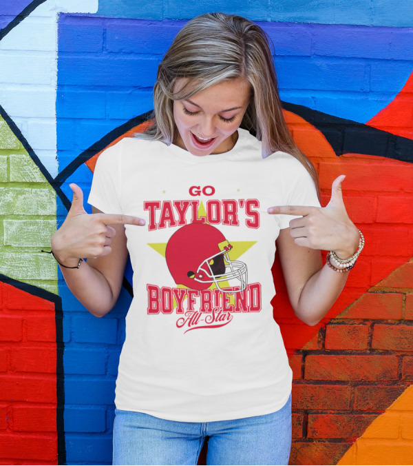 Go Taylor's Boyfriend All-Star Red Helmet Kansas City Chiefs T-Shirt