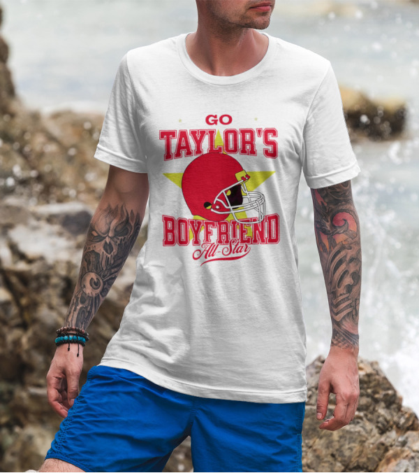 Go Taylor's Boyfriend All-Star Red Helmet Kansas City Chiefs T-Shirt