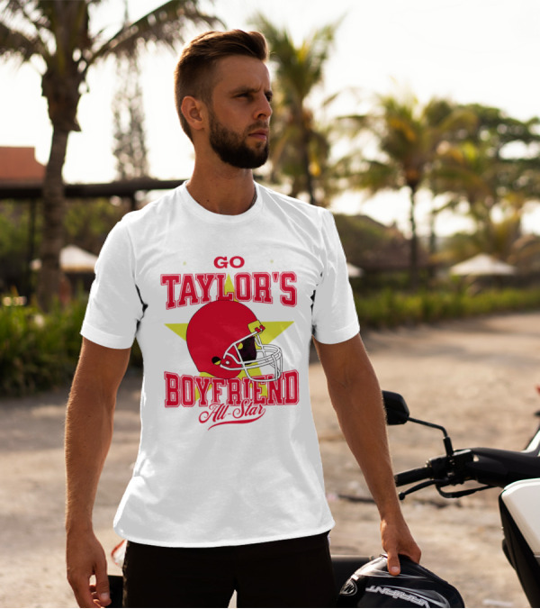 Go Taylor's Boyfriend All-Star Red Helmet Kansas City Chiefs T-Shirt