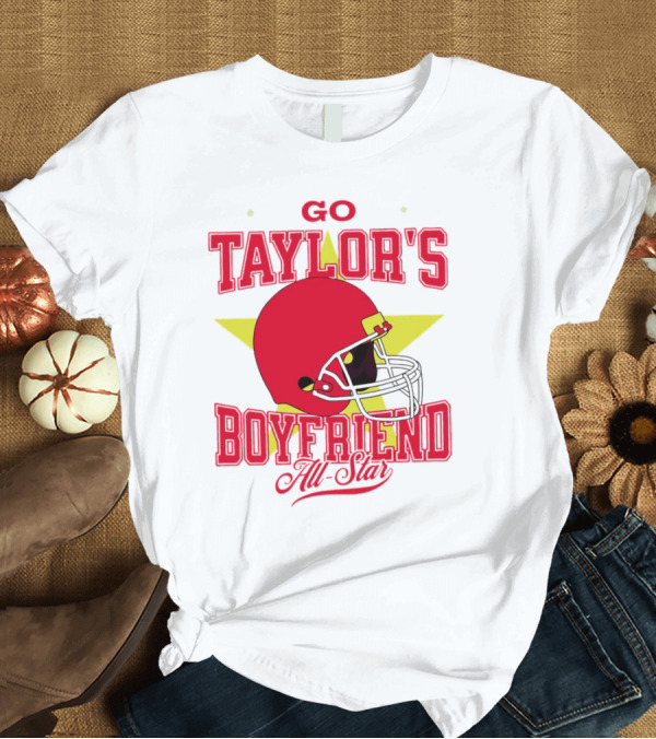 Go Taylor's Boyfriend All-Star Red Helmet Kansas City Chiefs T-Shirt