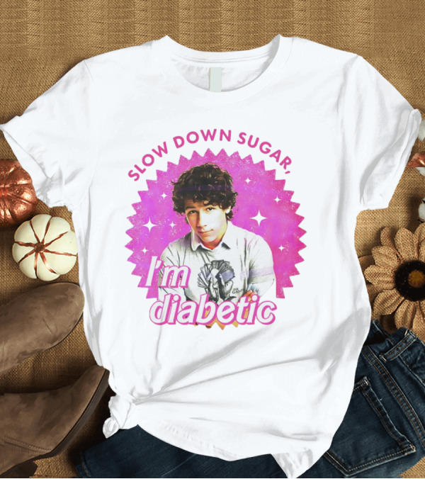 Nick Jonas Slow Down Sugar I'm Diabetic Pink Starburst T-Shirt