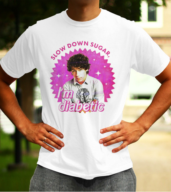Nick Jonas Slow Down Sugar I'm Diabetic Pink Starburst T-Shirt