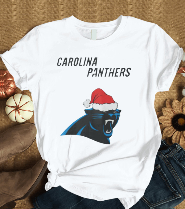 Carolina Panthers Christmas Santa Hat T-Shirt