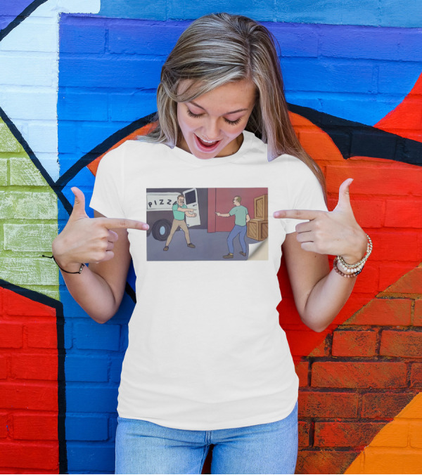 Pizza John Mustache Meme Spider-Man Pointing Scene T-Shirt
