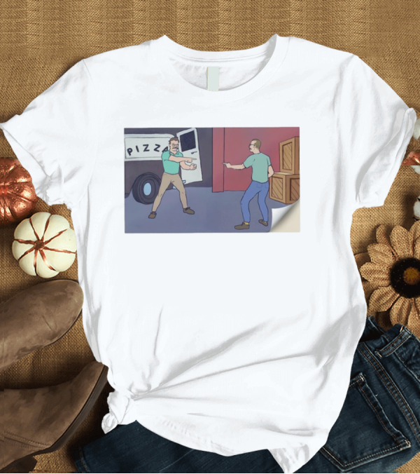 Pizza John Mustache Meme Spider-Man Pointing Scene T-Shirt