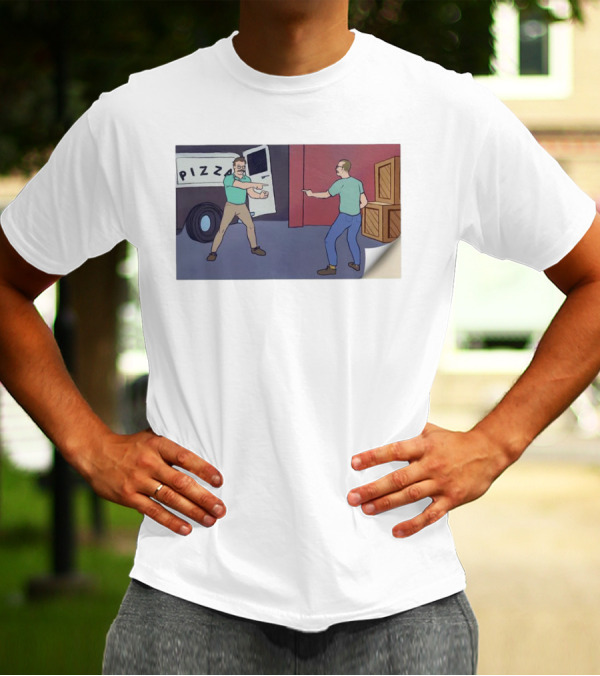 Pizza John Mustache Meme Spider-Man Pointing Scene T-Shirt