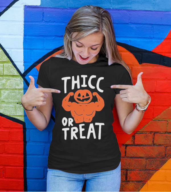 Bri Missbrisolo Thicc Or Treat Halloween Pumpkin Jack-O'-Lantern Bodybuilder T-Shirt