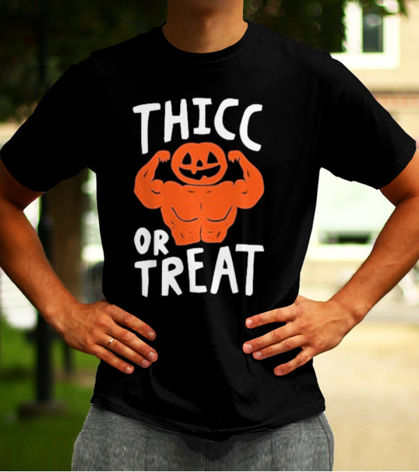Bri Missbrisolo Thicc Or Treat Halloween Pumpkin Jack-O'-Lantern Bodybuilder T-Shirt