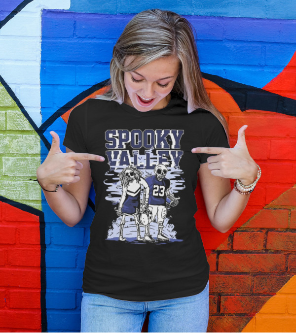 Spooky Valley Penn State Nittany Lions Halloween Skeleton Football Player And Cheerleader T-Shirt