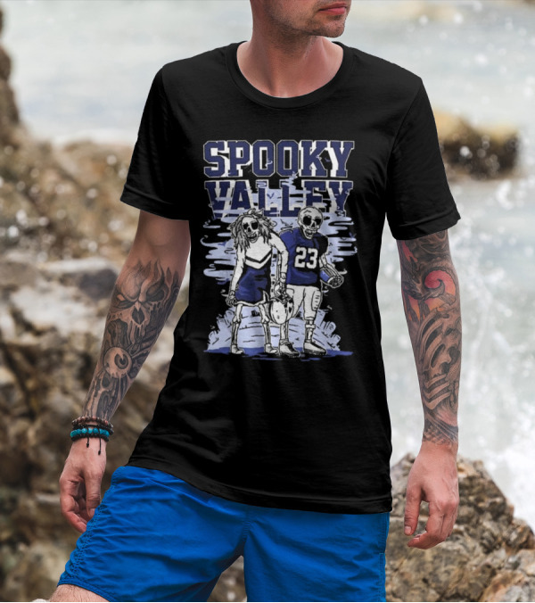 Spooky Valley Penn State Nittany Lions Halloween Skeleton Football Player And Cheerleader T-Shirt