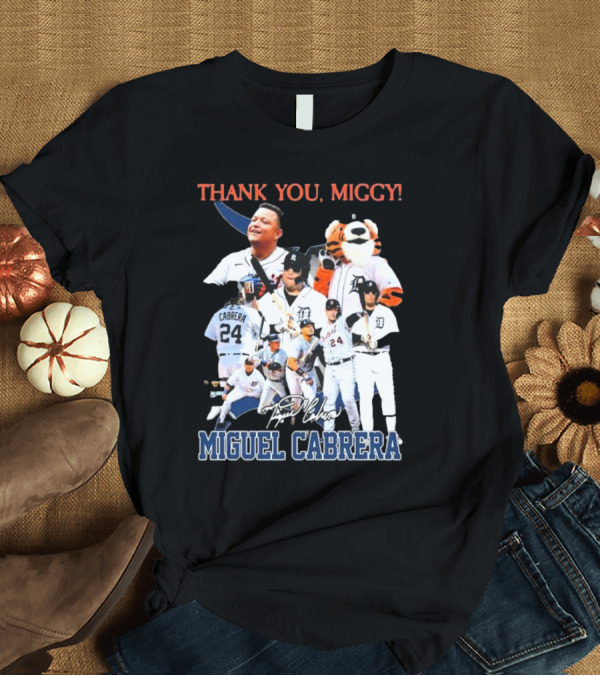 Thank You Miggy Miguel Cabrera Detroit Tigers Legend Signature T-Shirt
