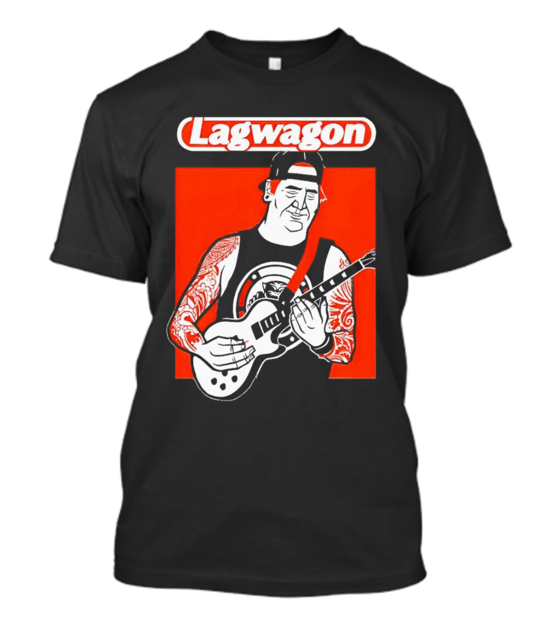 Lagwagon Flip Guitarist With Tattooed Arms In Cap And Tank Top T-Shirt
