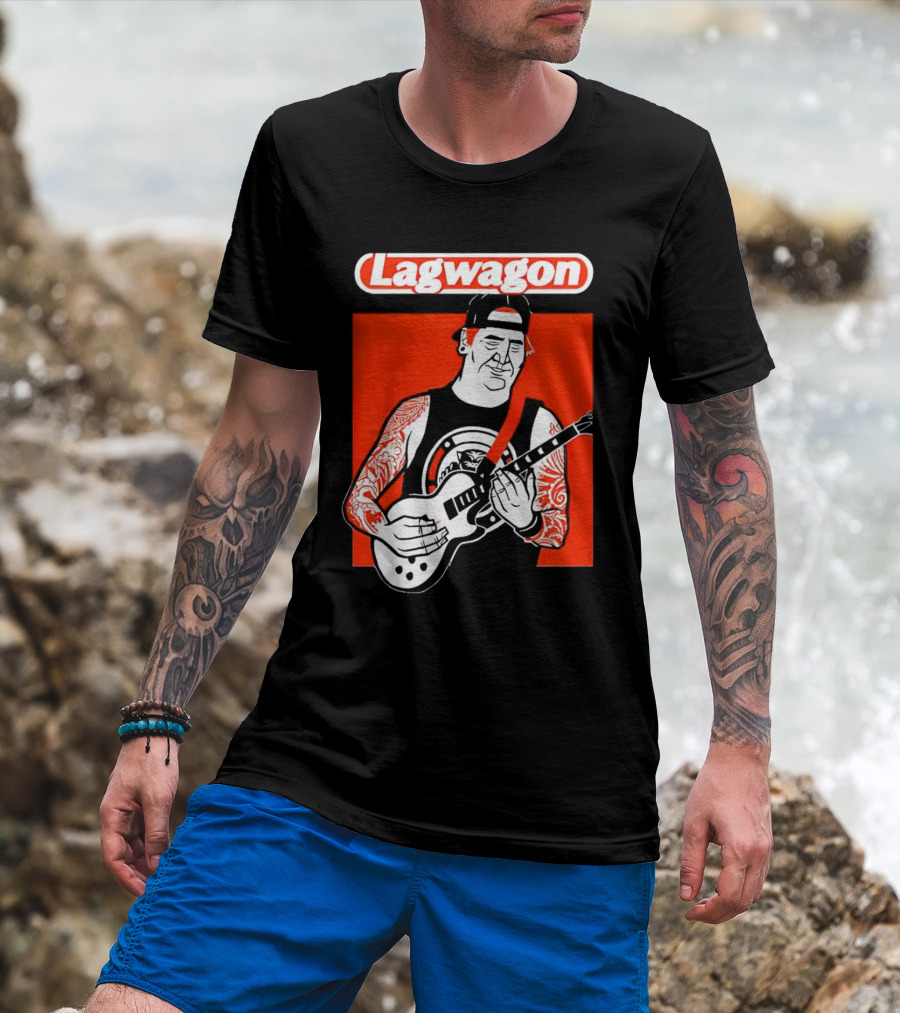 Lagwagon Flip Guitarist With Tattooed Arms In Cap And Tank Top T-Shirt
