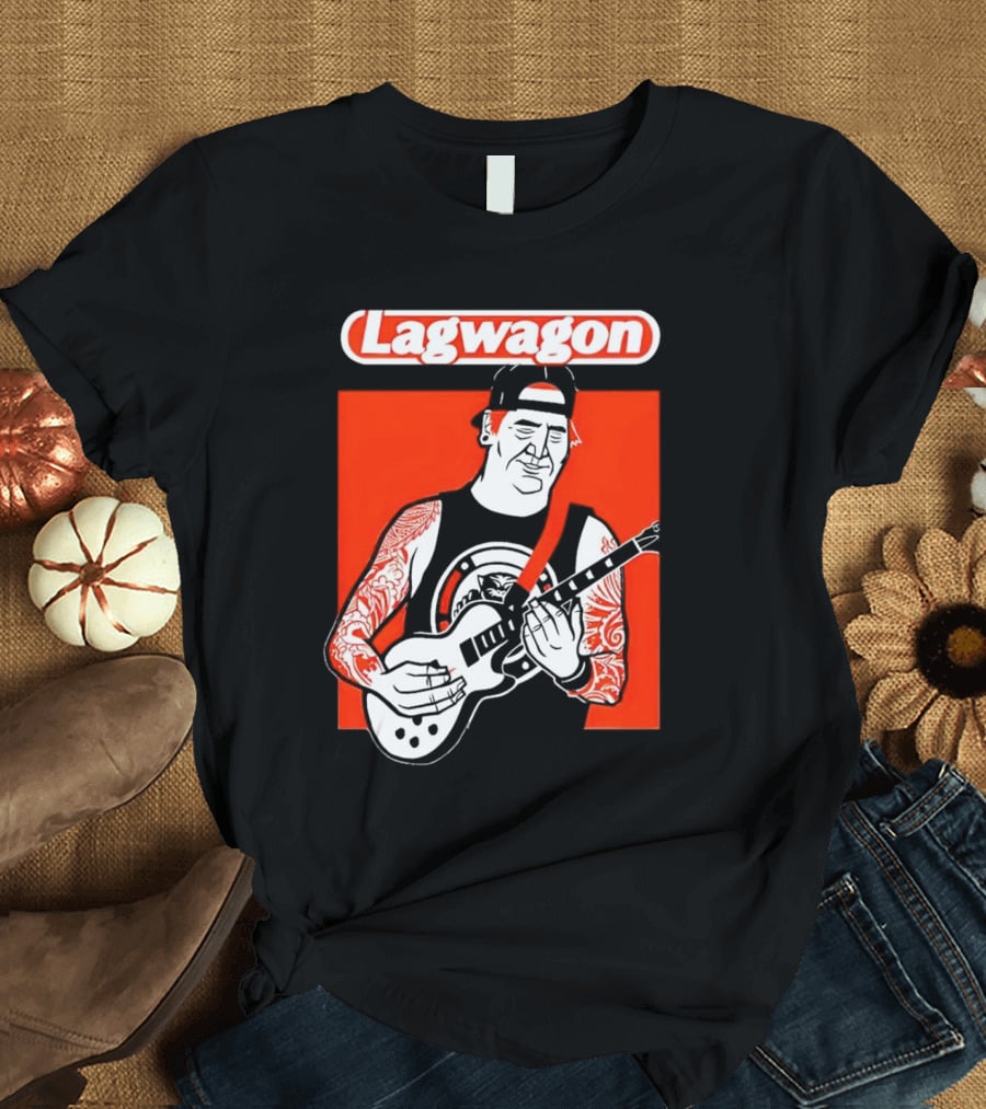 Lagwagon Flip Guitarist With Tattooed Arms In Cap And Tank Top T-Shirt