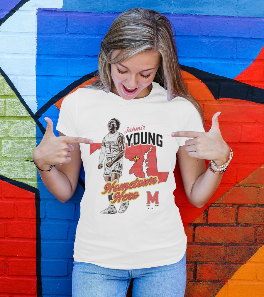 Jahmir Young Hometown Hero Maryland Map Red Star M T-Shirt