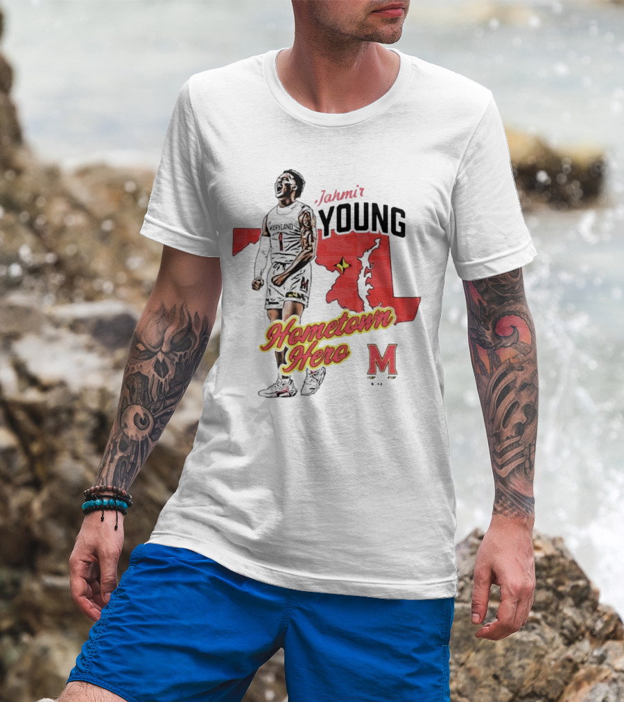 Jahmir Young Hometown Hero Maryland Map Red Star M T-Shirt