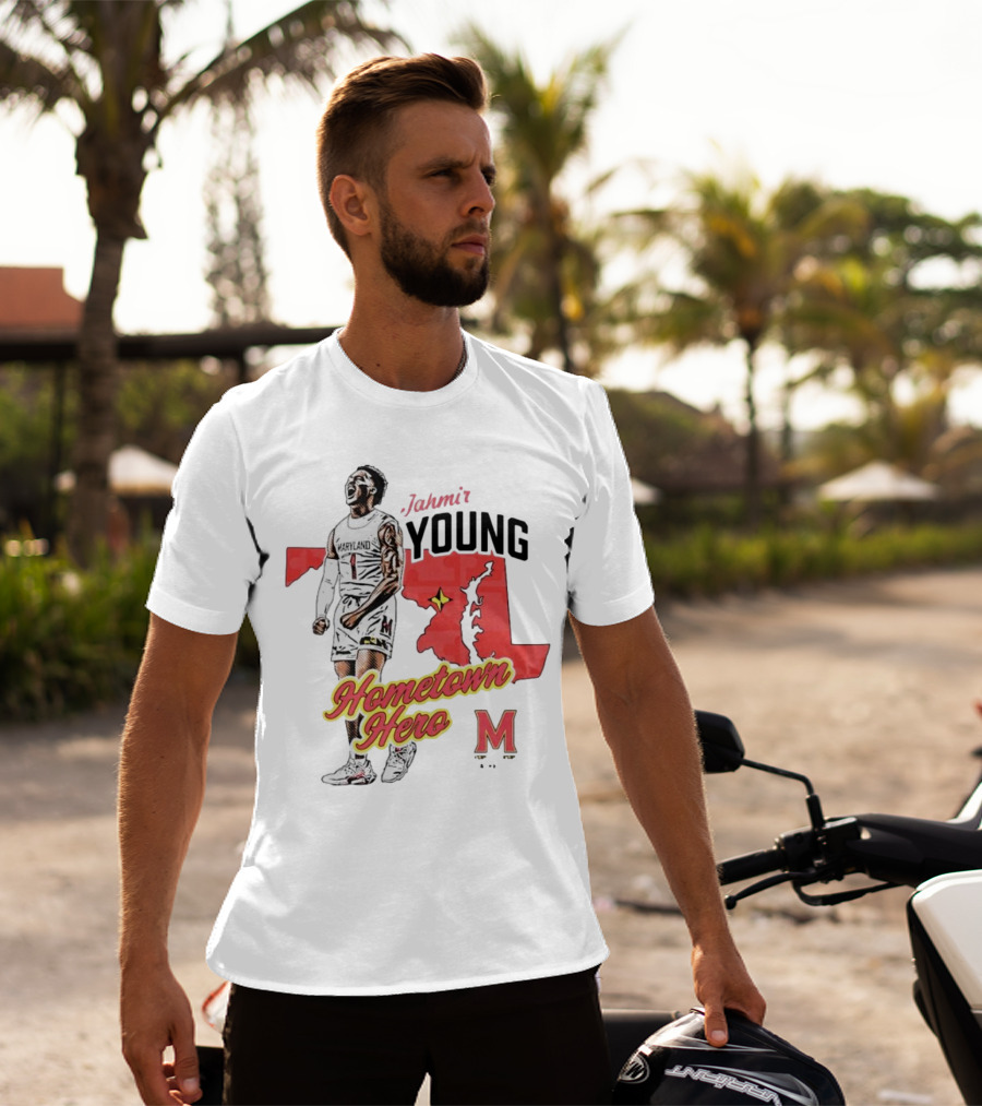 Jahmir Young Hometown Hero Maryland Map Red Star M T-Shirt