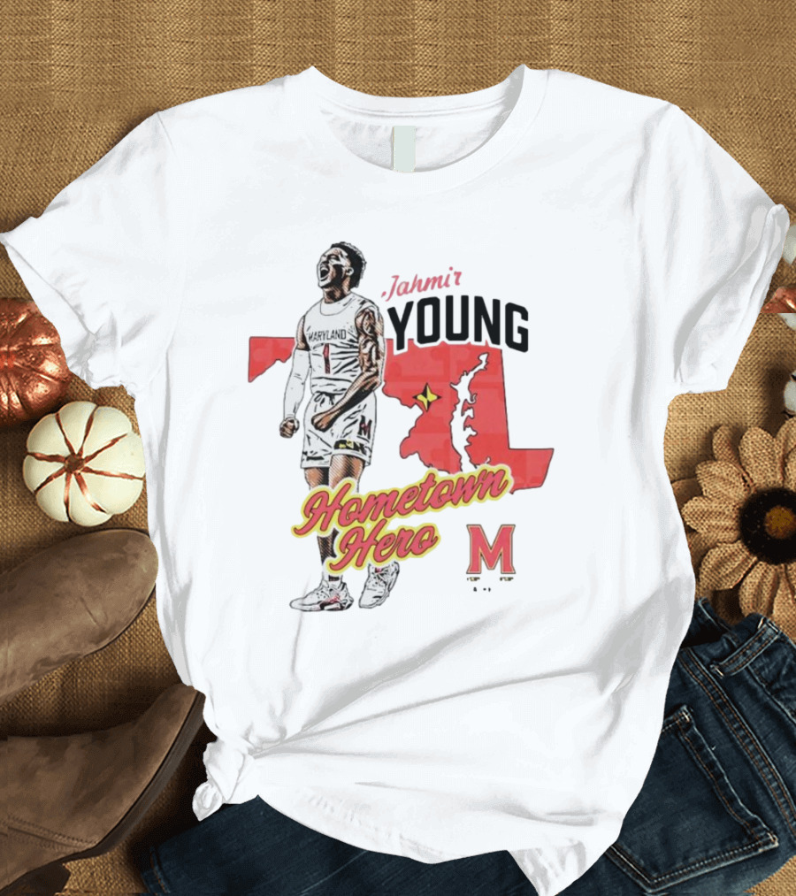 Jahmir Young Hometown Hero Maryland Map Red Star M T-Shirt