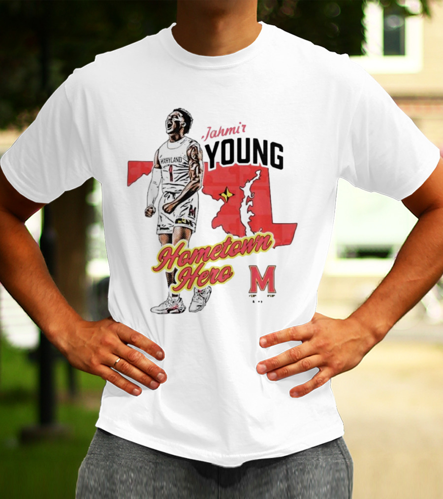 Jahmir Young Hometown Hero Maryland Map Red Star M T-Shirt