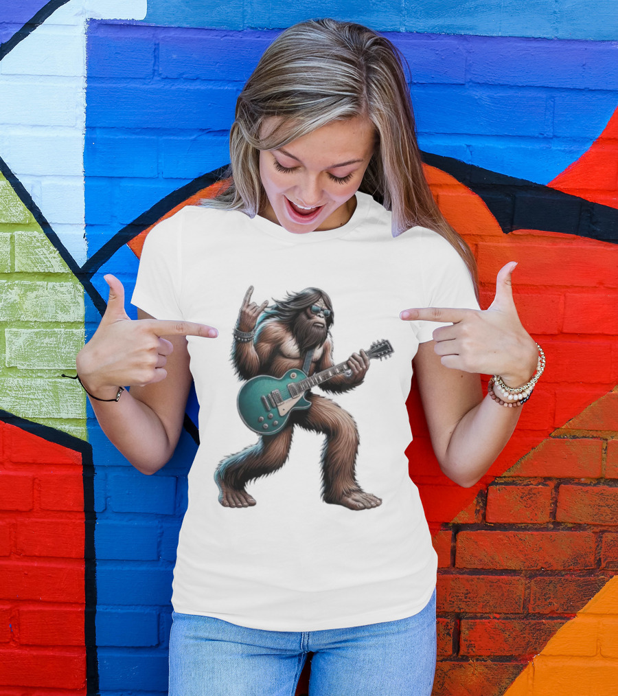 Bigfoot Rocking Out With Electric Guitar T-Shirt